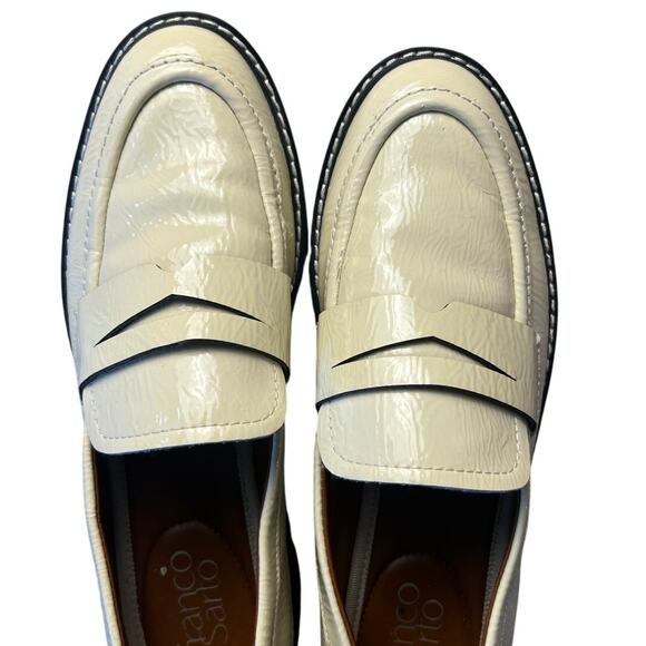 Franco Sarto Balin White Patent Leather Platform Lug Sole Loafers Size 6.5 - Picture 3 of 10